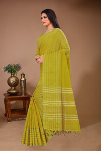 Saahil - Olive Cotton Printed Saree