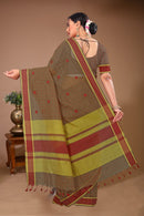 Gulmohar - Brown Red Cotton Printed Saree