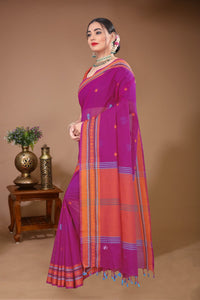 Aparajita - Pink Orange Cotton Printed Saree