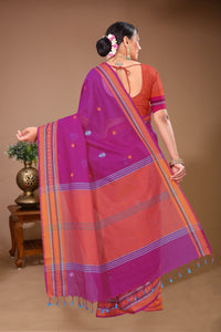 Aparajita - Pink Orange Cotton Printed Saree