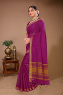 Gulmohar - Purple Golden Cotton Printed Saree