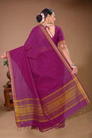 Gulmohar - Purple Golden Cotton Printed Saree