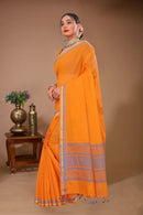 Gulmohar - Yellow Grey Cotton Printed Saree