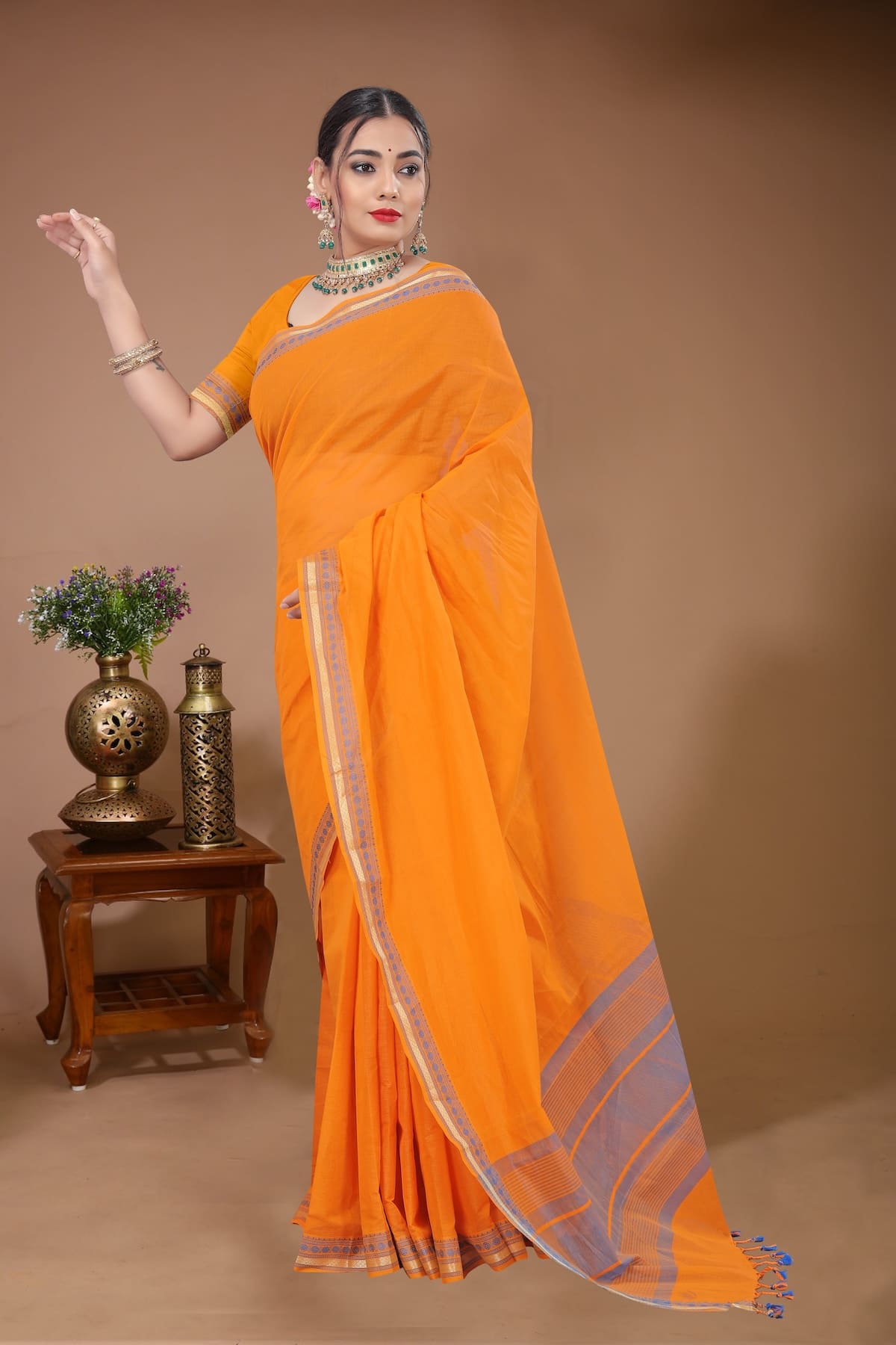 Gulmohar - Yellow Grey Cotton Printed Saree