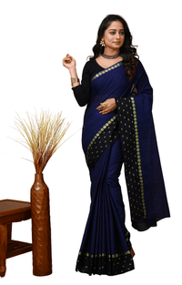 Sitara - Blue Cotton Self Design Saree