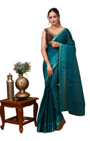 Tarini - Green Cotton Embellished Saree