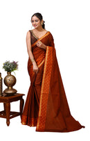 Tarini - Orange Cotton Embellished Saree