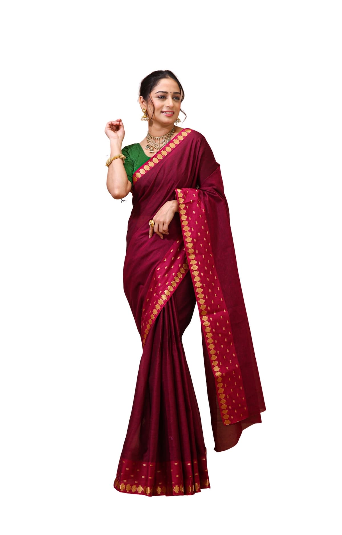 Tarini - Pink Cotton Embellished Saree