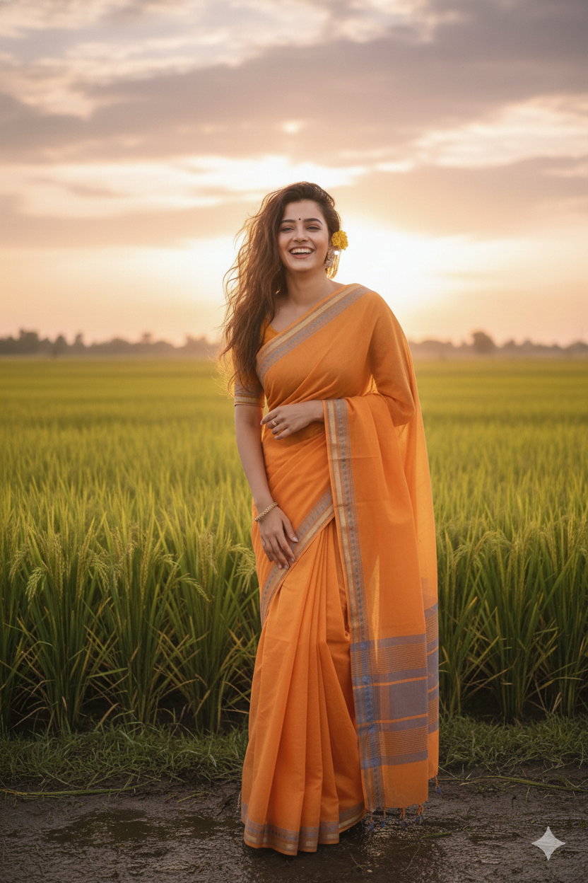 Gulmohar - Yellow Grey Cotton Printed Saree