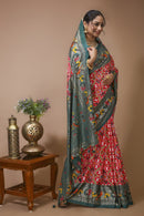 Pratha - Red Green Silk Patola Print Saree