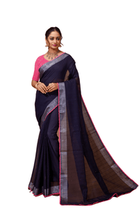 Shirish - Blue Pink Linen Silk Saree