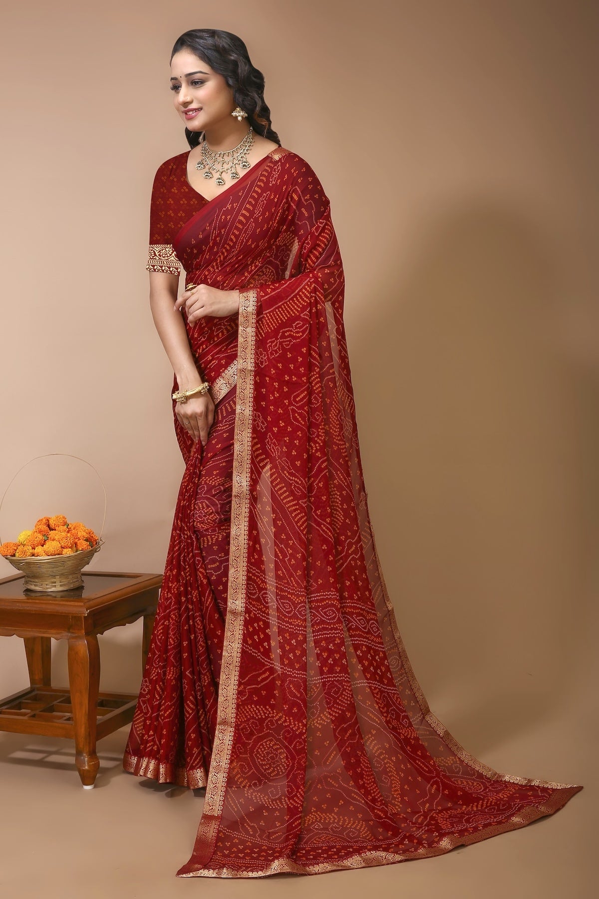 Parv - Bandhani Print Georgette Saree