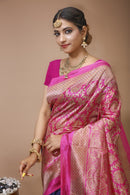 Jhilmil - Blue Pink Silk Banarasi Saree