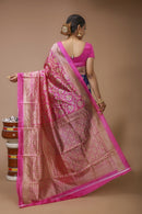 Jhilmil - Blue Pink Silk Banarasi Saree