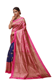 Jhilmil - Blue Pink Silk Banarasi Saree