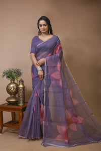 Chhaya - Lilac Digital Print Net Saree