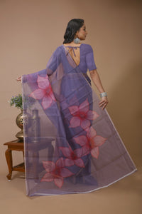 Chhaya - Lilac Digital Print Net Saree