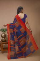 Taranga - Blue Red Georgette Print Saree