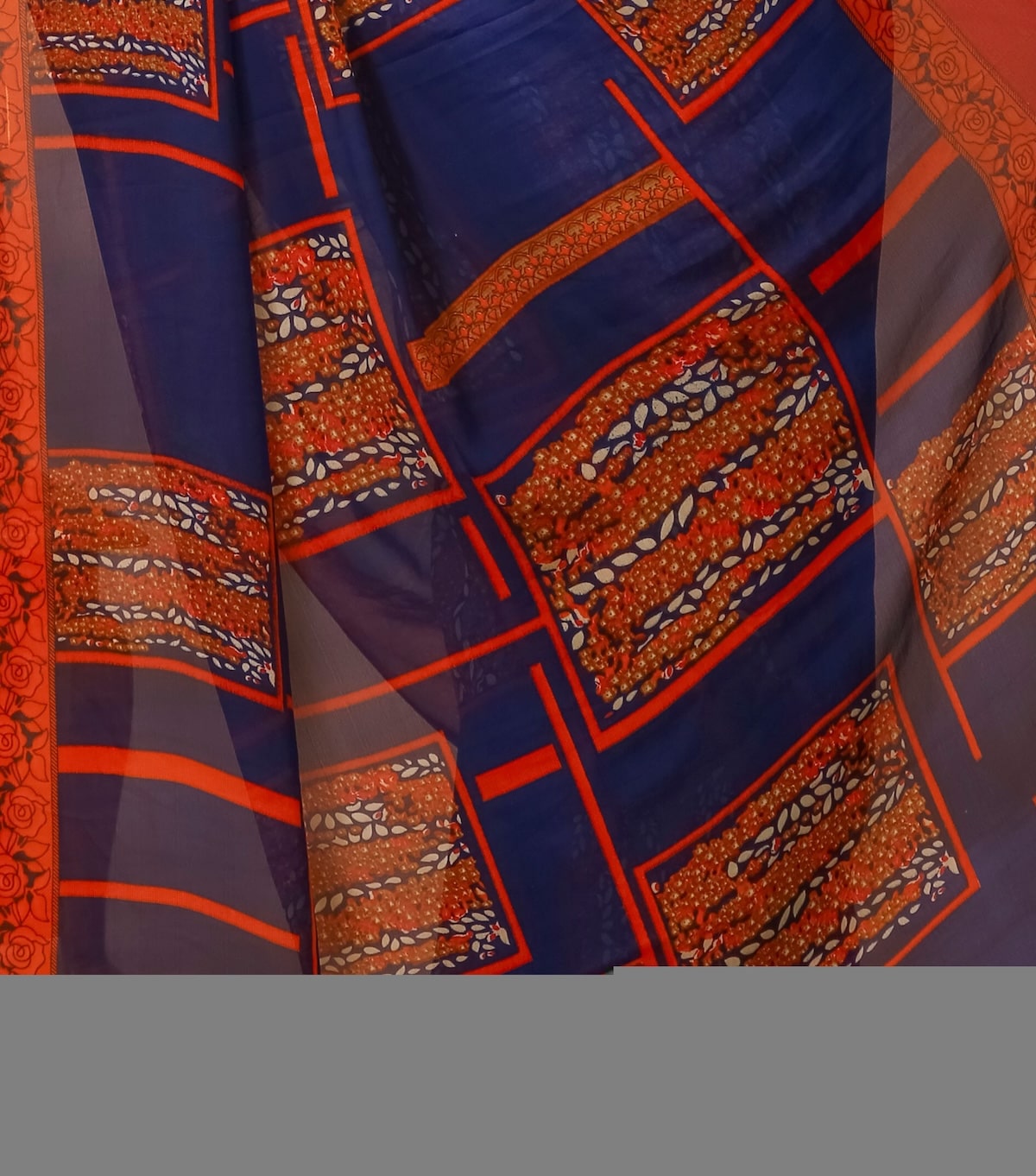 Taranga - Blue Red Georgette Print Saree