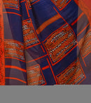 Taranga - Blue Red Georgette Print Saree