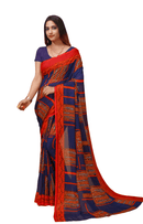 Taranga - Blue Red Georgette Print Saree