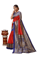 Indira - Red Blue Silk Banarasi Saree