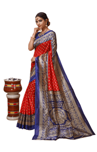 Indira - Red Blue Silk Banarasi Saree