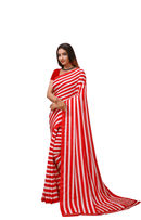 Lahariya - Red White Georgette Printed Saree