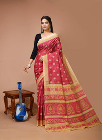 Sarita - Red Cotton Kalamkari Butti Saree