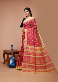 Sarita - Red Cotton Kalamkari Butti Saree