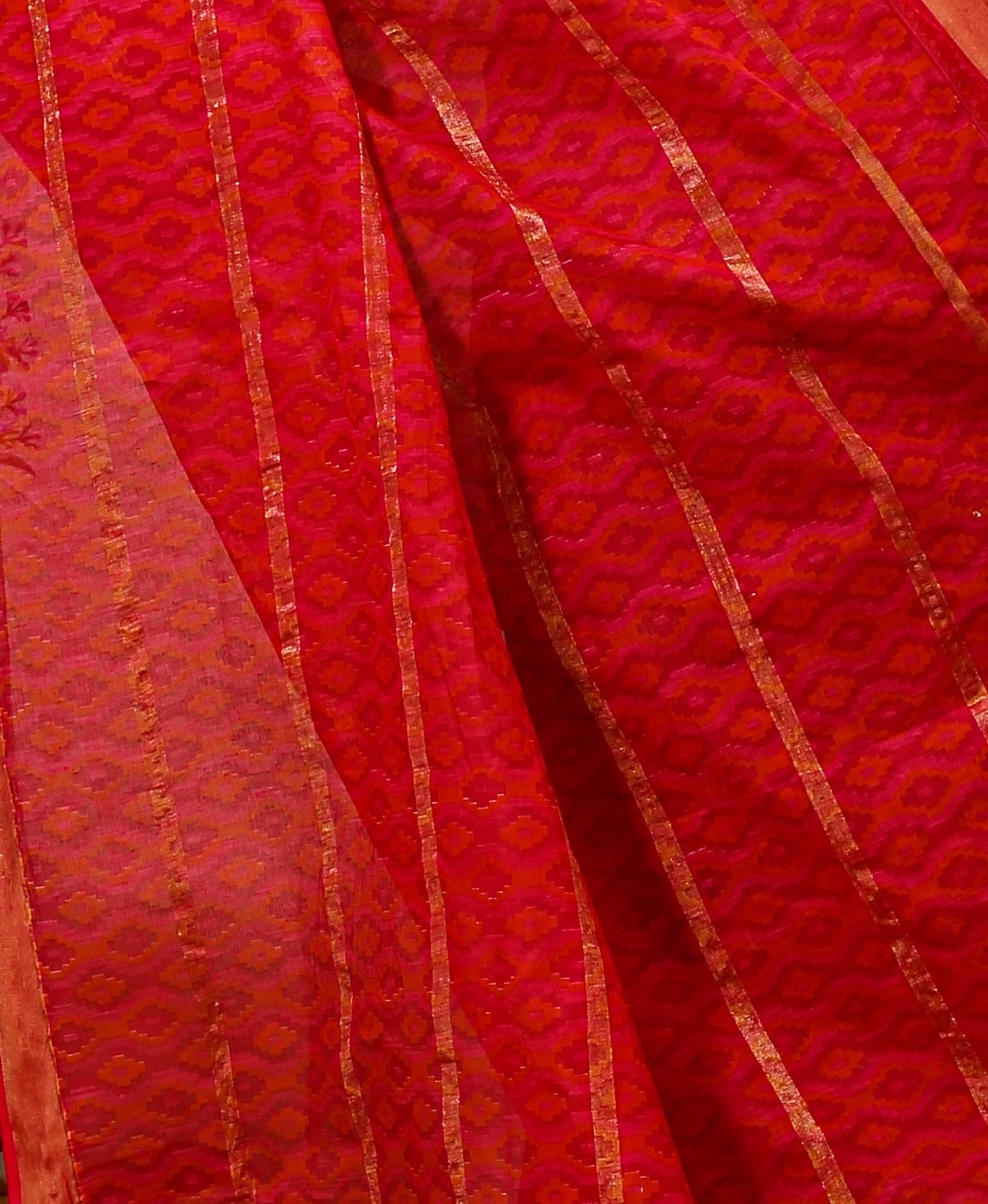 Utsav - Red Cotton Ikat Print Saree