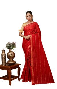 Utsav - Red Cotton Ikat Print Saree